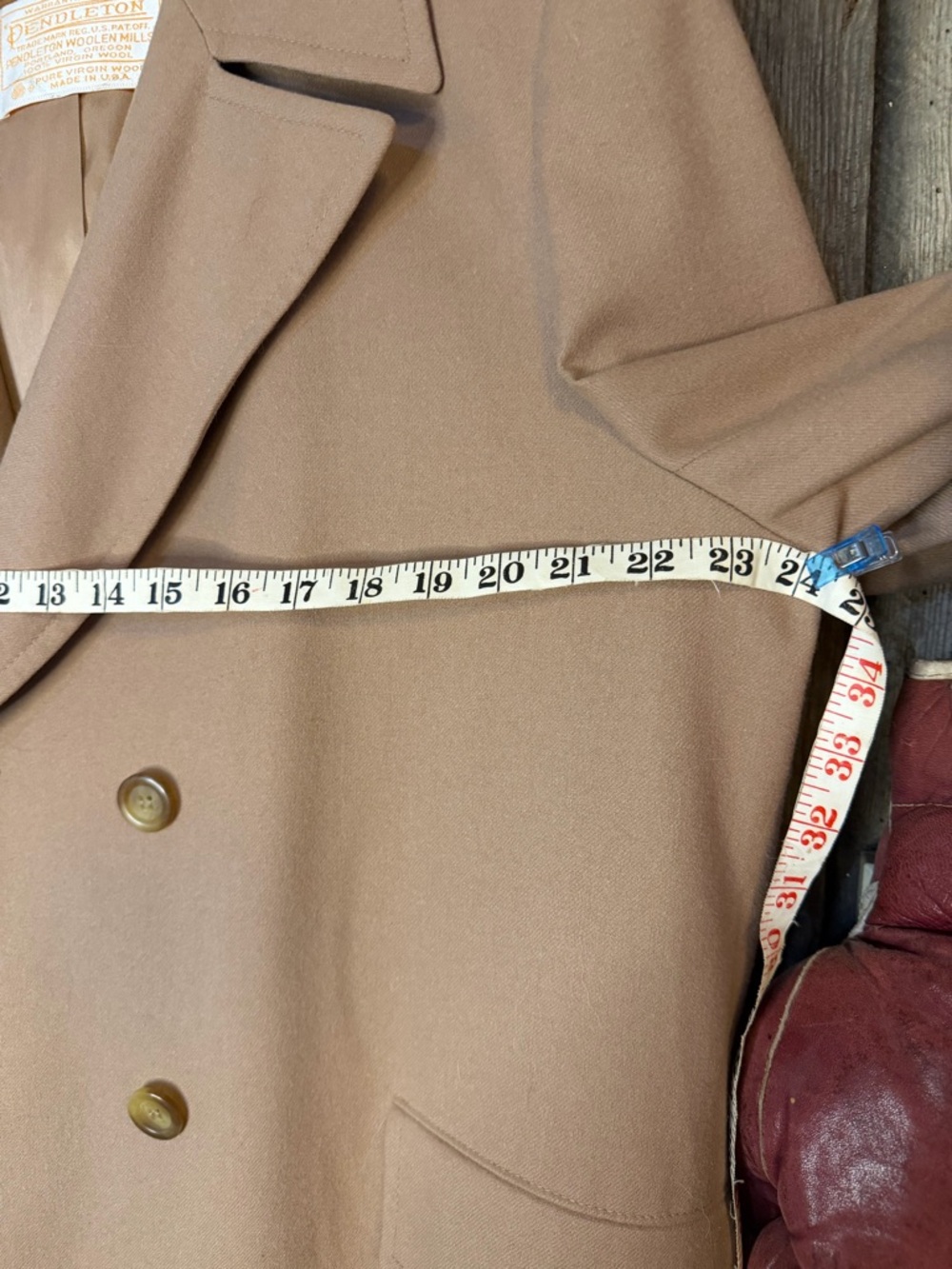 VTG 70s/80s Pendleton 100% Wool Camel Brown/Tan Trench Overcoat: Ladies Size 16 - Picture 13 of 14
